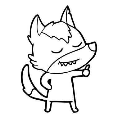 vektör çizim dostu karikatür kurt