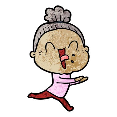 karikatür mutlu yaşlı kadın