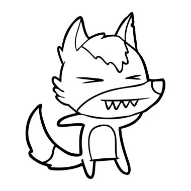 vektör çizim öfkeli wolf çizgi film