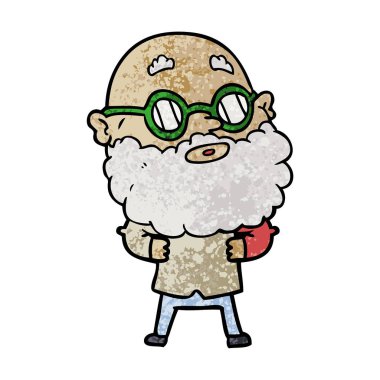 çizgi film meraklı adam sakal ve gözlük