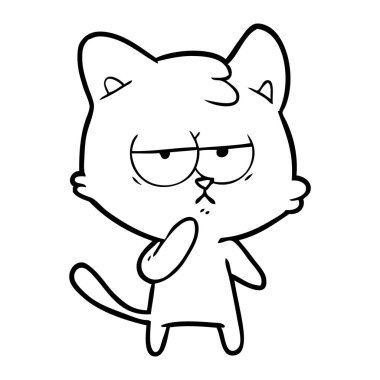 vektör çizim sıkılmış karikatür kedi