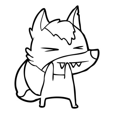 vektör çizim öfkeli wolf çizgi film