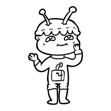 sürpriz karikatür spaceman vektör çizim