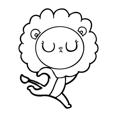 vektör çizim karikatür aslan çalıştıran