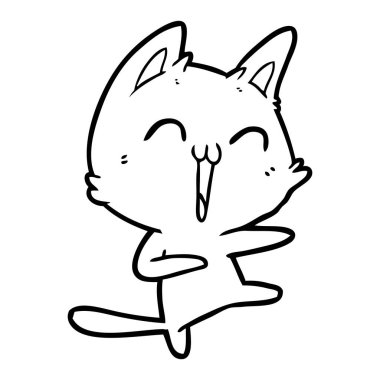 vektör çizim karikatür mutlu kedi