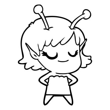 gülümseyen uzaylı kız çizgi film