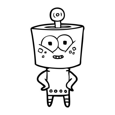 mutlu karikatür robot vektör çizim