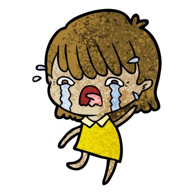 vektör çizim karikatür kız ağlıyor