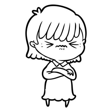 rahatsız çizgi film kız vektör çizim