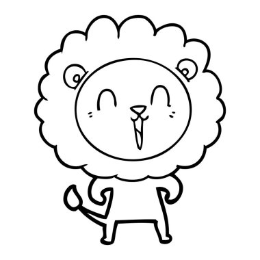 Aslan karikatür gülen vektör çizim