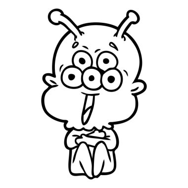 mutlu çizgi film uzaylı vektör çizim