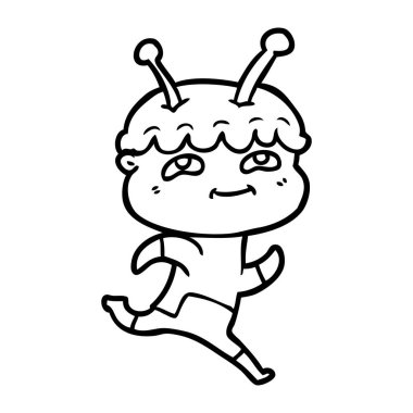 çalışan dostu karikatür uzay adamı