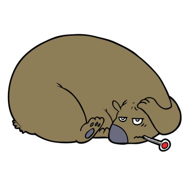 çizgi film ayı acıyan bir kafa ile