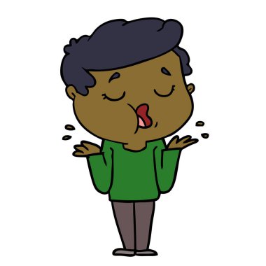 ve omuzlarında shrugging konuşuyor karikatür adam