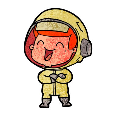 mutlu karikatür astronot vektör çizim