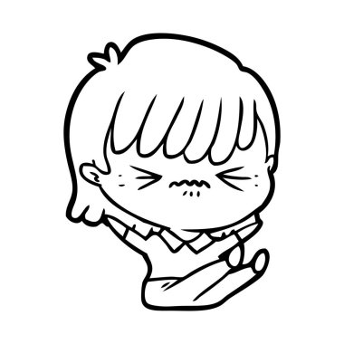 rahatsız çizgi film kız vektör çizim