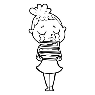 vektör çizim karikatür ağlayan kadın