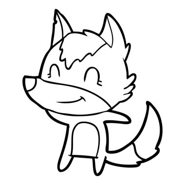 vektör çizim dostu karikatür kurt