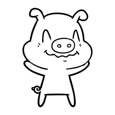 gergin çizgi film domuz vektör çizim