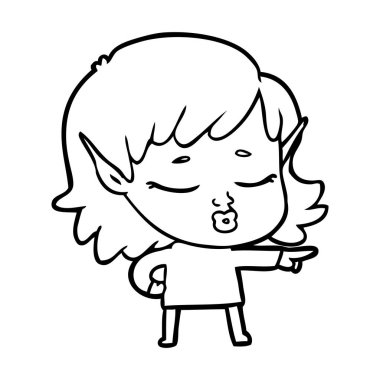 güzel çizgi film elf kızı işaret