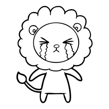 vektör çizim aslan ağlıyor çizgi film