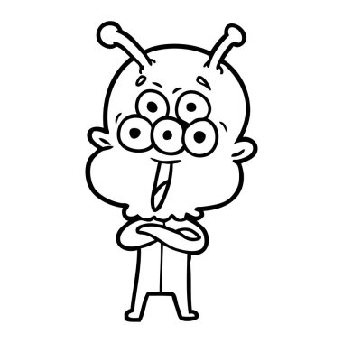 mutlu çizgi film uzaylı vektör çizim