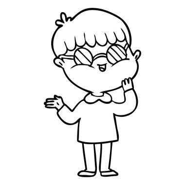 çizgi film çocuk gözlük takıyor