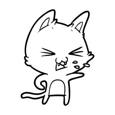 vektör çizim karikatür kedi tıslama