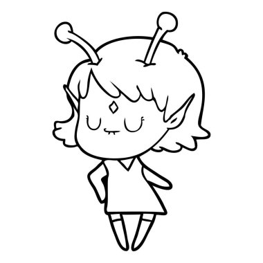 vektör çizim karikatür uzaylı kız