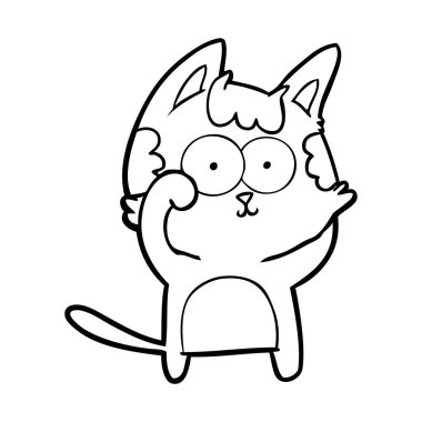 vektör çizim karikatür mutlu kedi