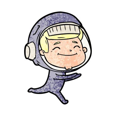 mutlu karikatür astronot vektör çizim