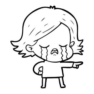 çizgi film kız ağlıyor ve işaret