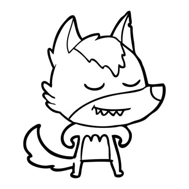vektör çizim dostu karikatür kurt