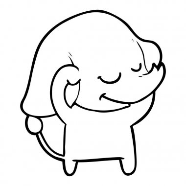 vektör çizim karikatür fil gülümseyen