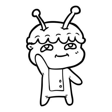 uzay adamı dostu karikatür sallayarak