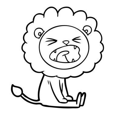 vektör çizim karikatür kızgın aslan