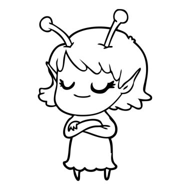 gülümseyen uzaylı kız çizgi film