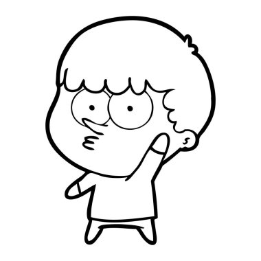 sallayarak karikatür meraklı çocuk