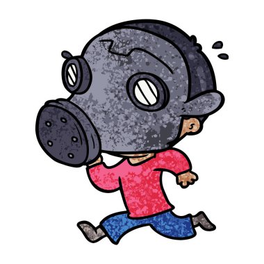 çizgi film adam giyen gaz maskesi