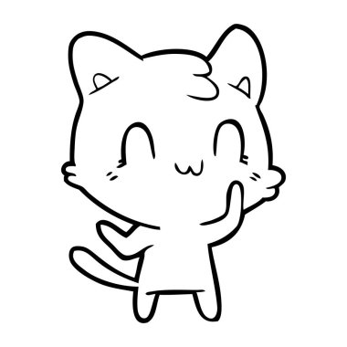 vektör çizim karikatür mutlu kedi