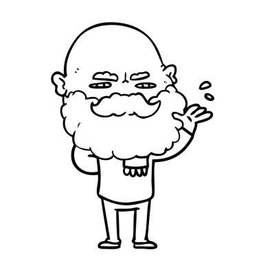 Sakal çatık ile küçümseyen adam çizgi film