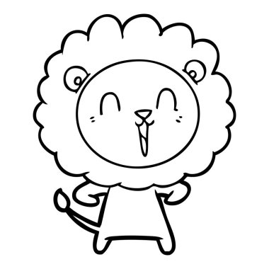 Aslan karikatür gülen vektör çizim