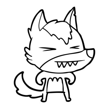 vektör çizim öfkeli wolf çizgi film