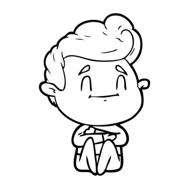 mutlu çizgi film adam vektör çizim