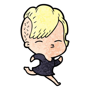 çizgi film kız gözlerini kısarak vektör çizim