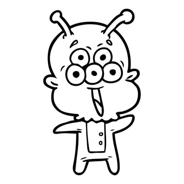 mutlu çizgi film uzaylı vektör çizim