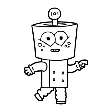 mutlu karikatür robot işaret