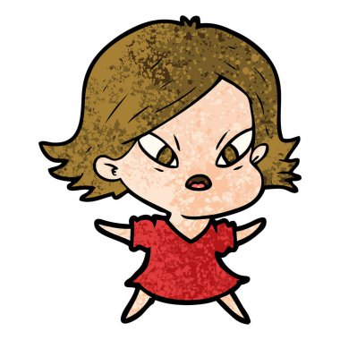 Çizgi filmdeki kadının vektör çizimi