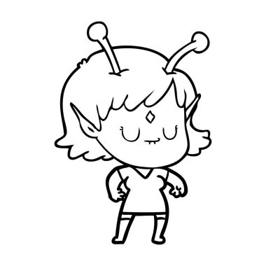 vektör çizim karikatür uzaylı kız
