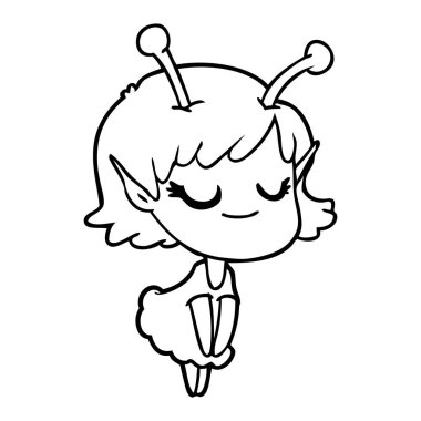 gülümseyen uzaylı kız çizgi film